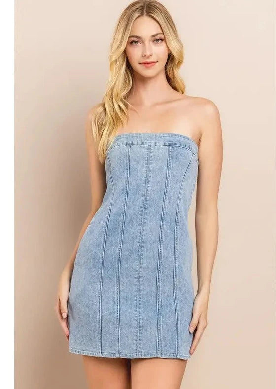 Denim Shift Dress - Denim Blue