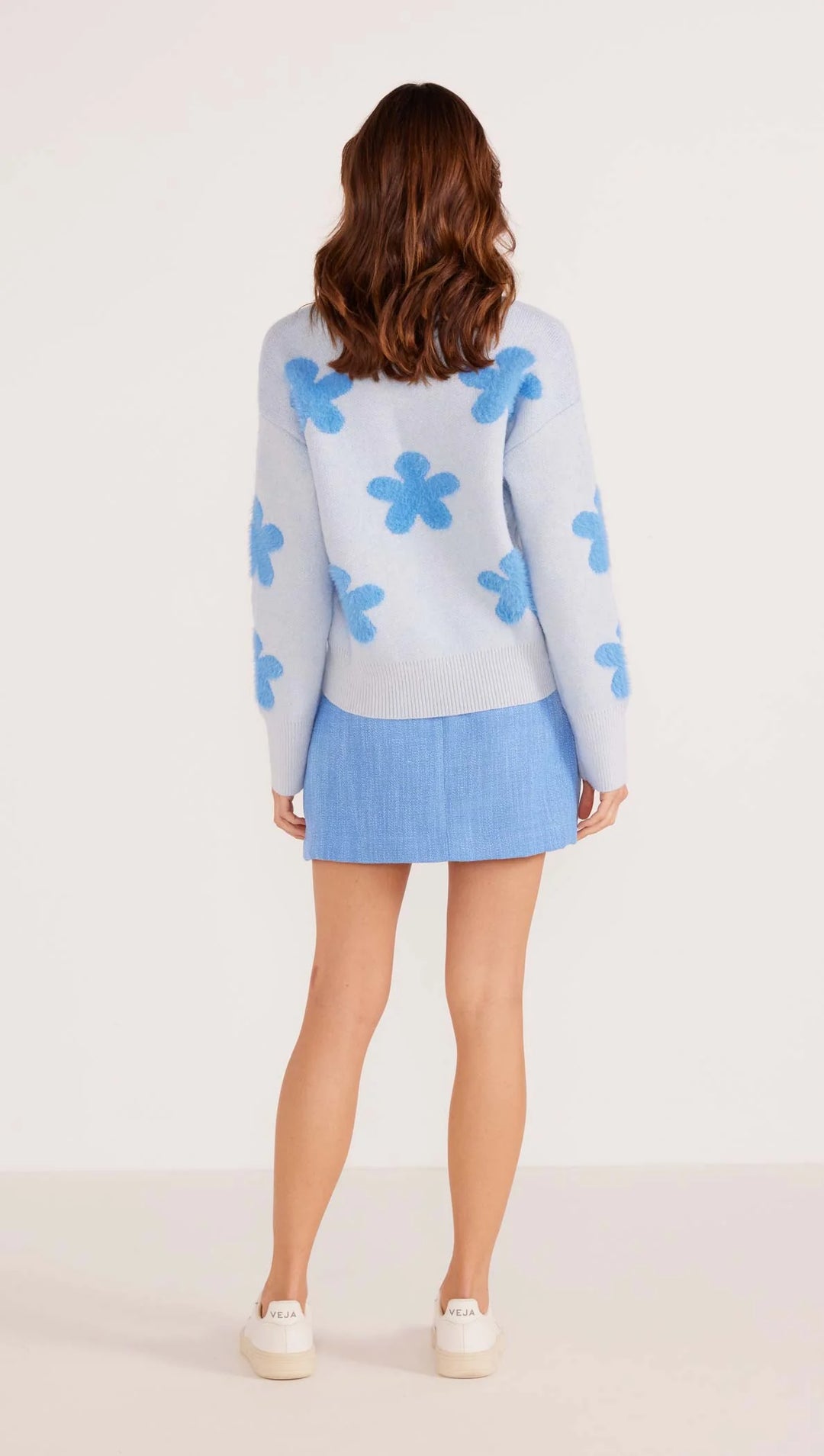 Daisy Fluffy Sweater-Blue