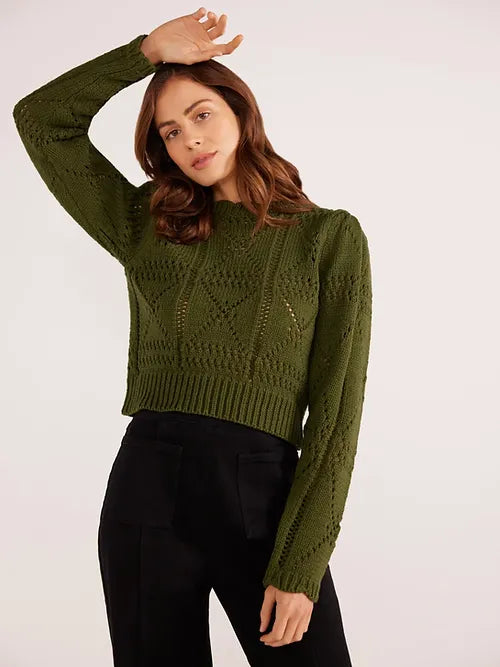 Mink Pink Sally Pointelle Knit Sweater