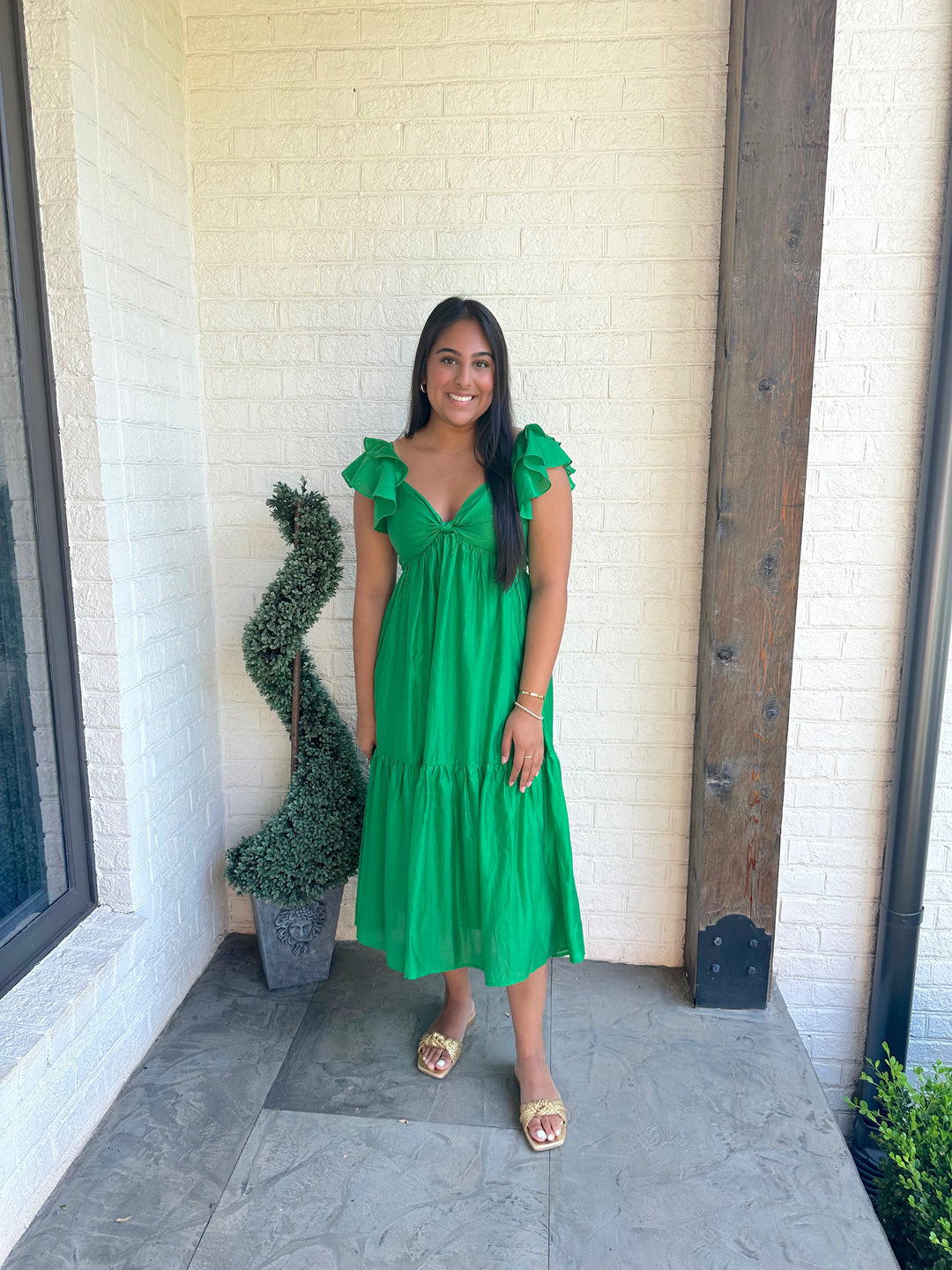 BTFL-life Kelly Green Ruffle Maxi