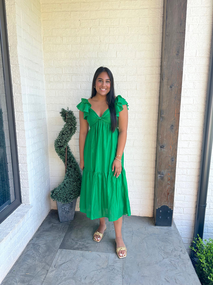 BTFL-life Kelly Green Ruffle Maxi