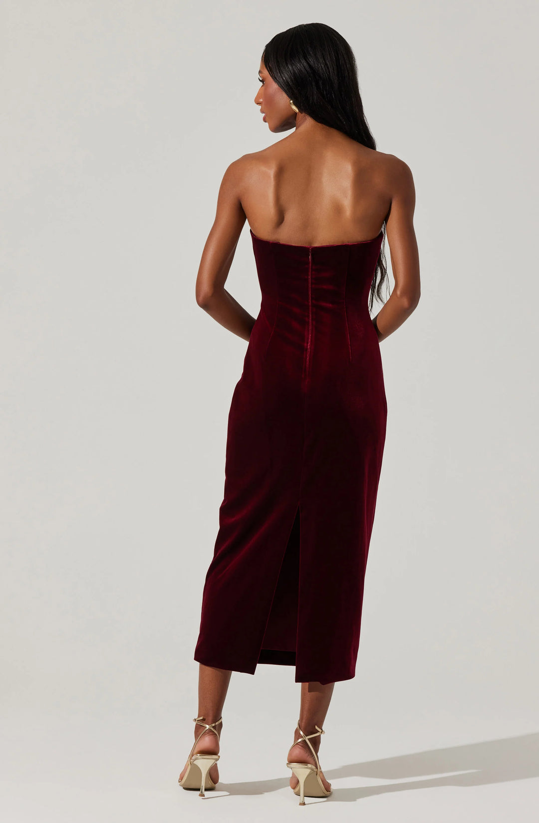 Aritsia Sweetheart Velvet Midi-Red