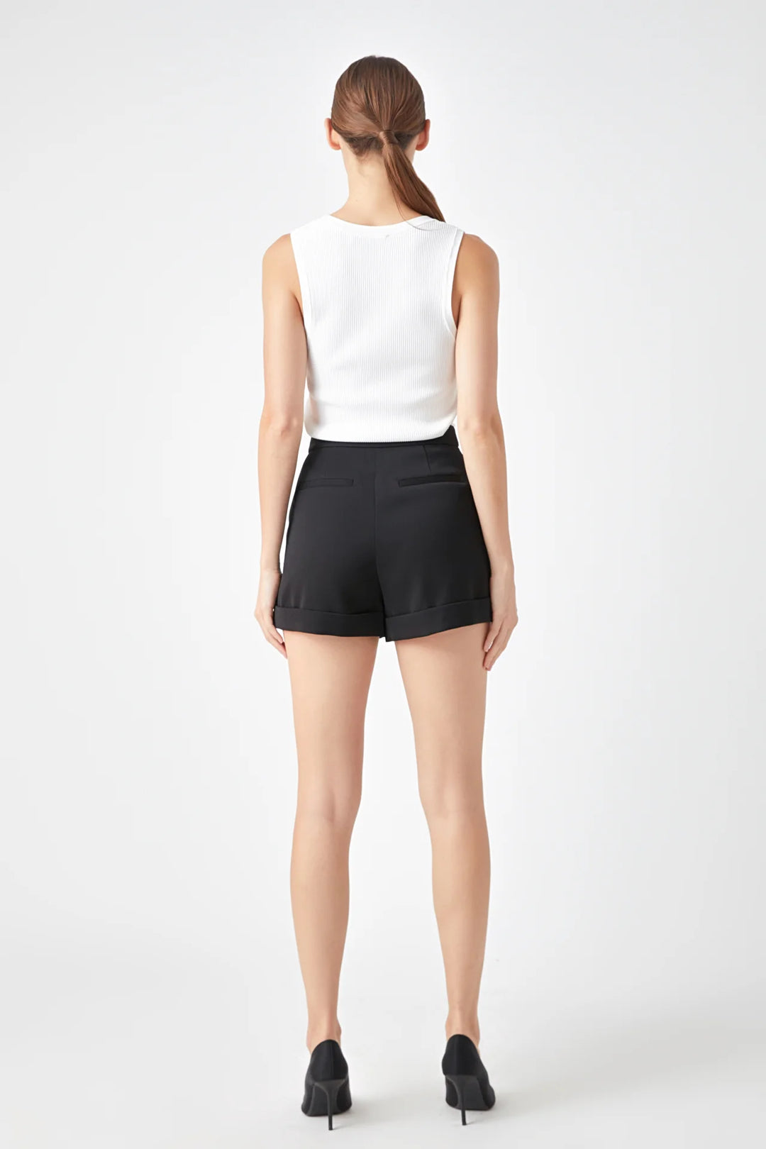 Tailored Basic Shorts-Black
