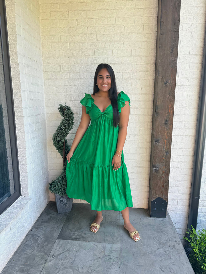 BTFL-life Kelly Green Ruffle Maxi