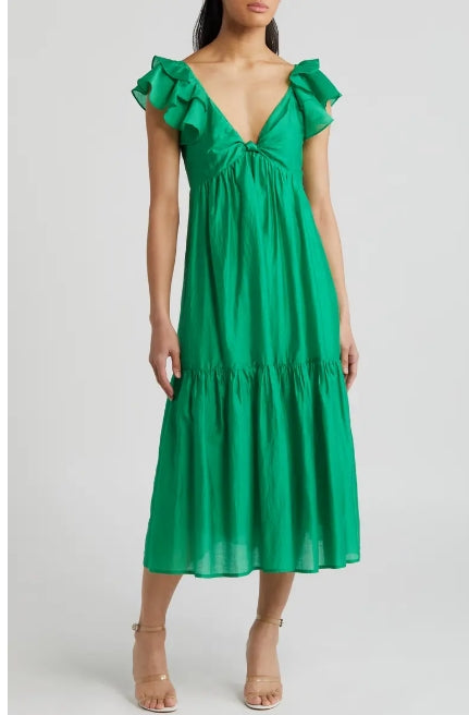 BTFL-life Kelly Green Ruffle Maxi