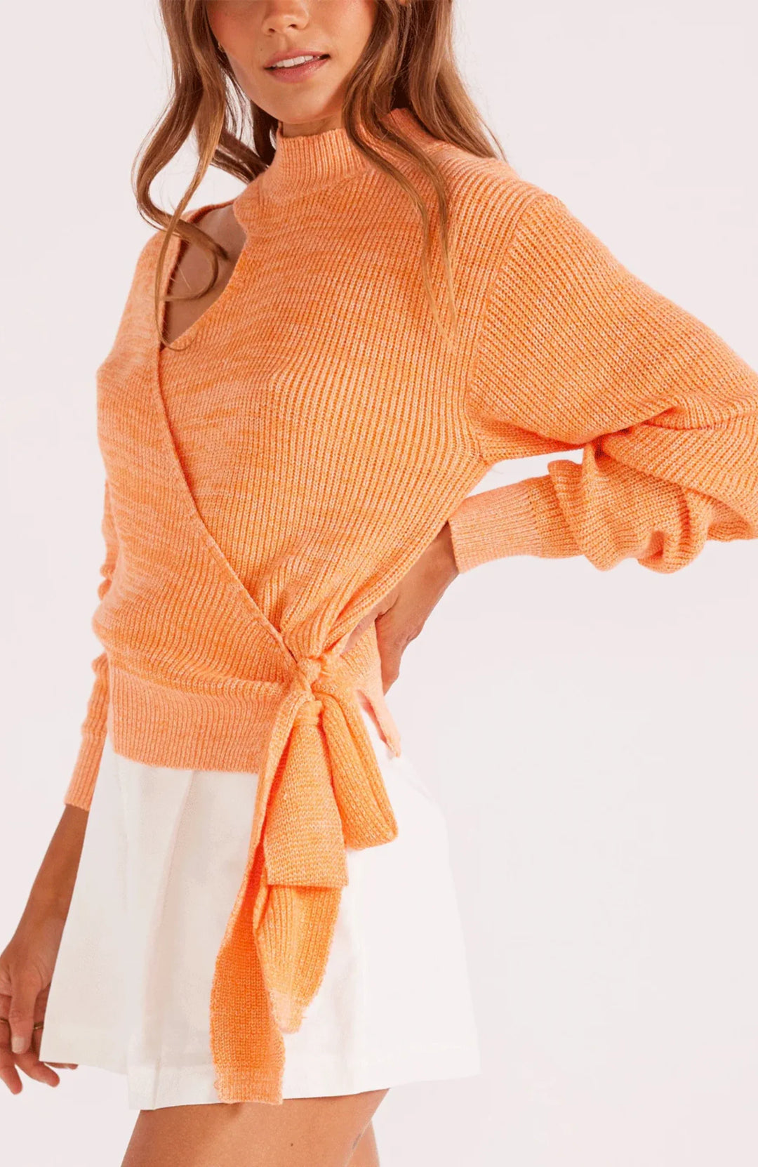 Mink Pink Lea Side Sweater- Orange