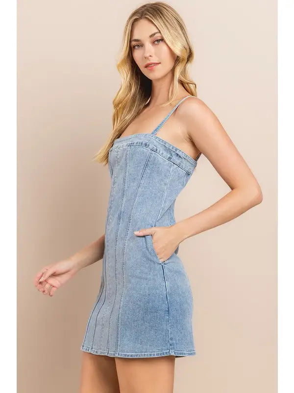 Denim Shift Dress - Denim Blue