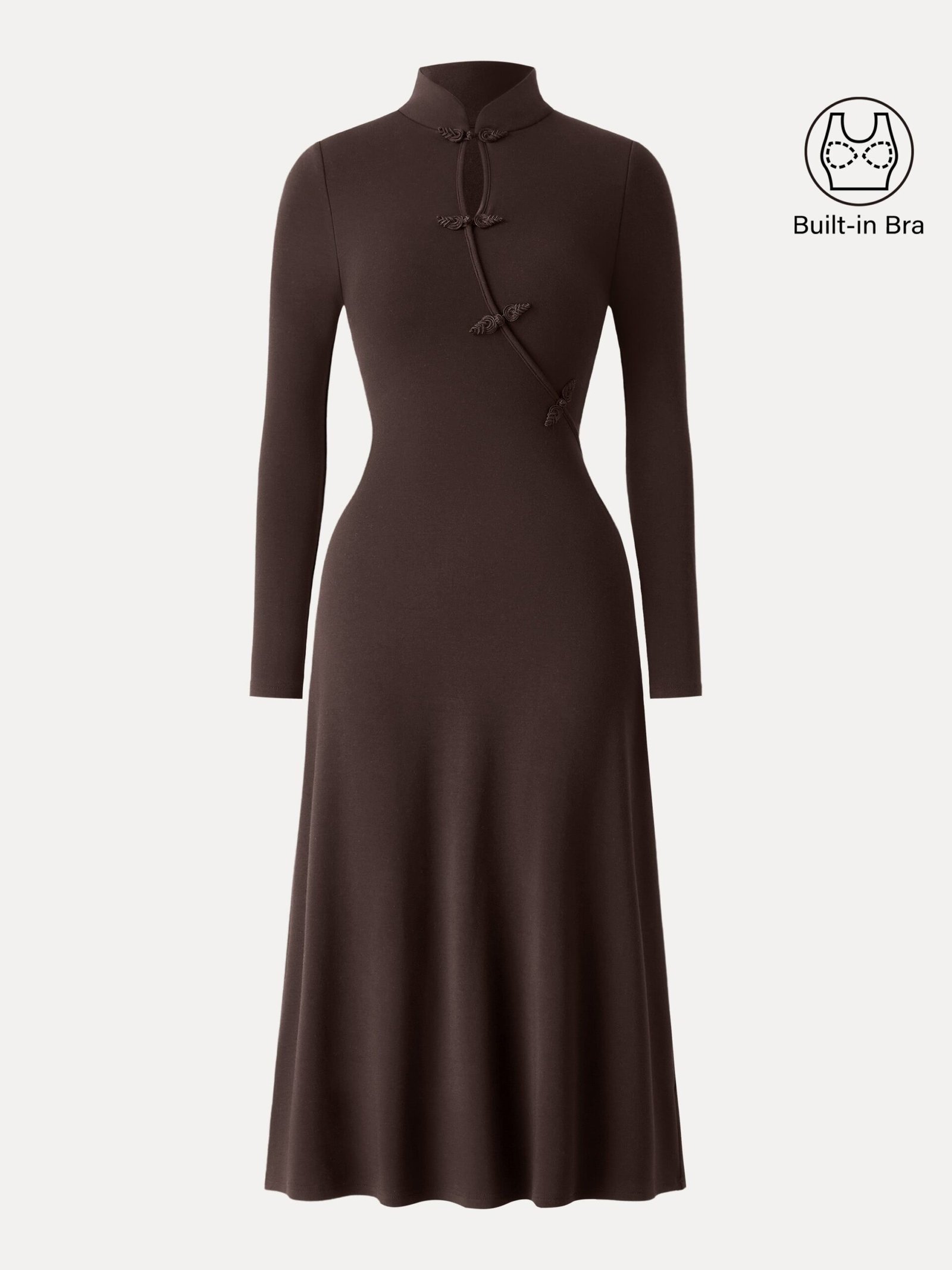 Standout Mandarin Collar Frog Button Midi Brami Dress Limited Edition - Image 14