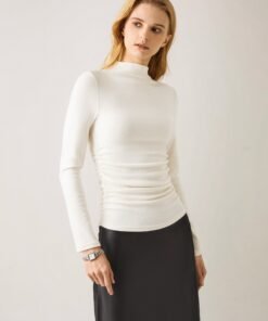 Thermal Ruched Sides Tuckable Mockneck Top