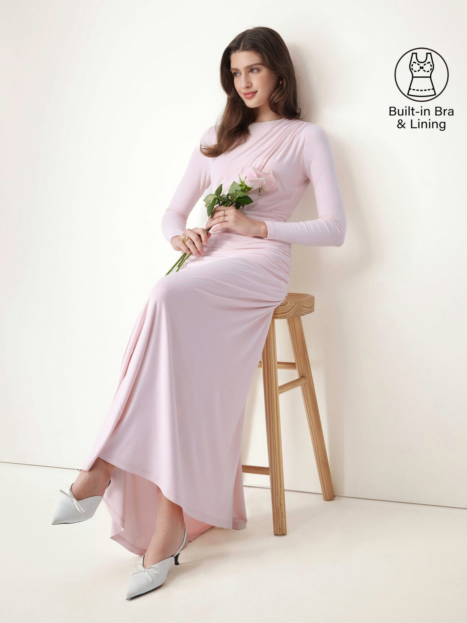 SkinKiss Boatneck Angled Ruched Maxi Brami Dress - Image 3