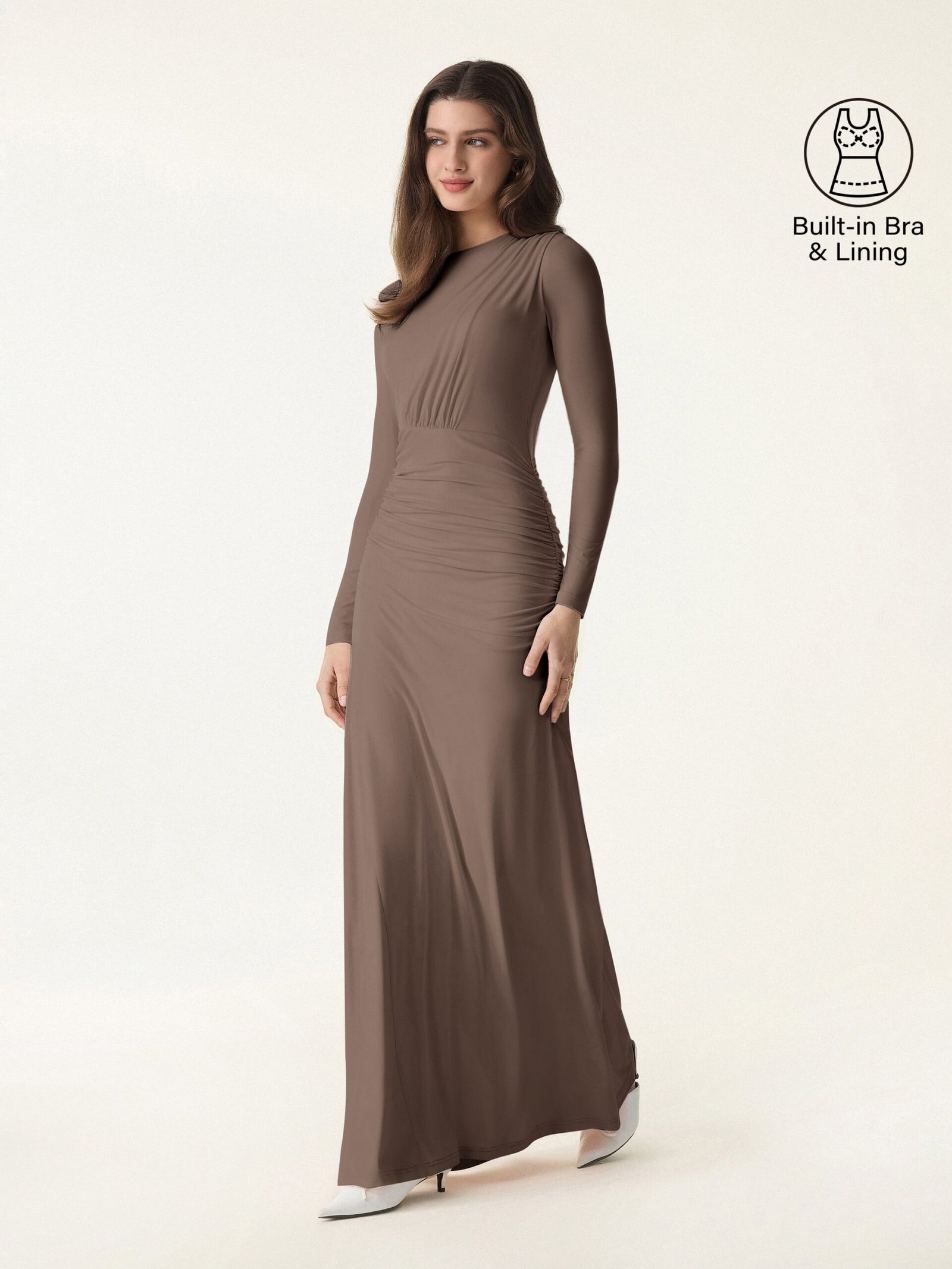 SkinKiss Boatneck Angled Ruched Maxi Brami Dress - Image 13