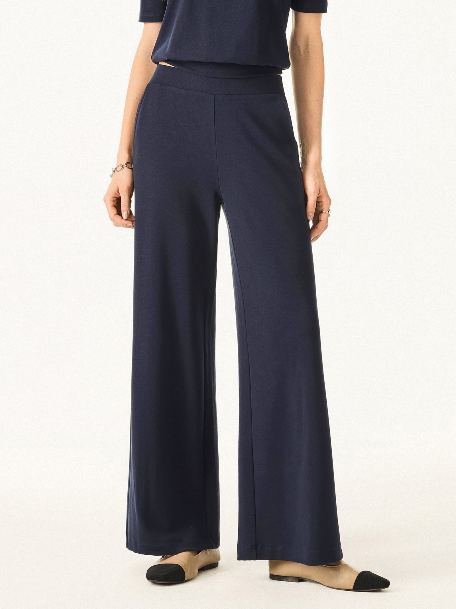 Lyocell Wool Mid Rise Wide Leg Pull-on Pants with Pockets - Image 19