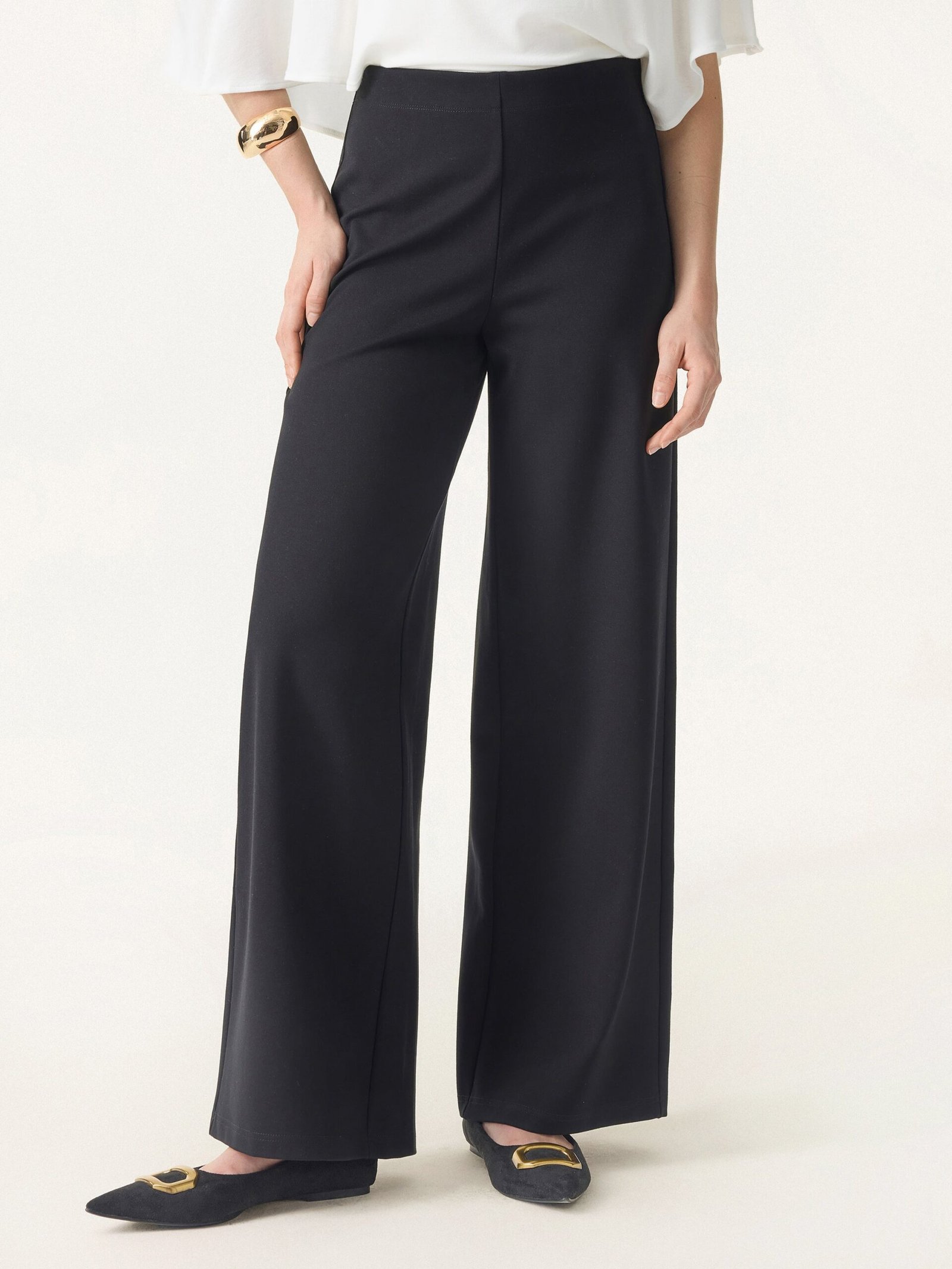 Tummy-Smooth Wide Leg Pull-on Pants with Pockets - Image 2