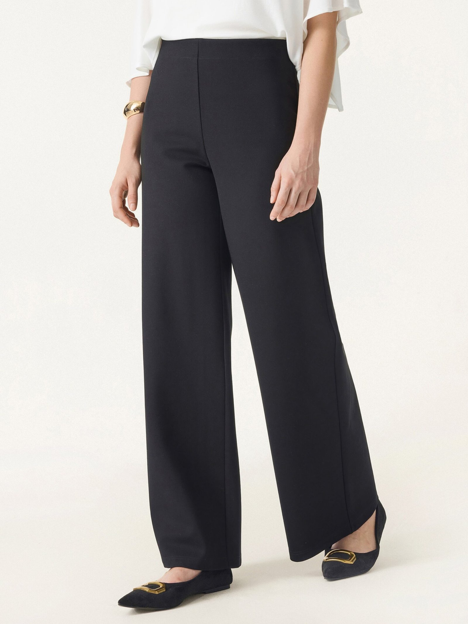Tummy-Smooth Wide Leg Pull-on Pants with Pockets - Image 3
