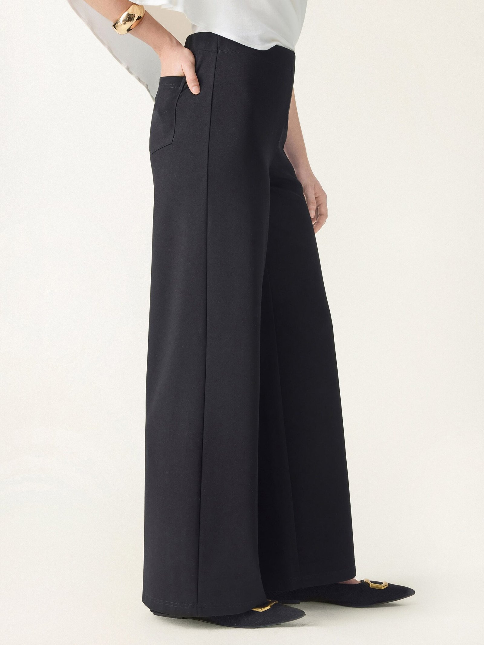 Tummy-Smooth Wide Leg Pull-on Pants with Pockets - Image 6