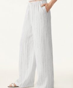 Summer Classic Striped Wide Leg Pants with Pockets