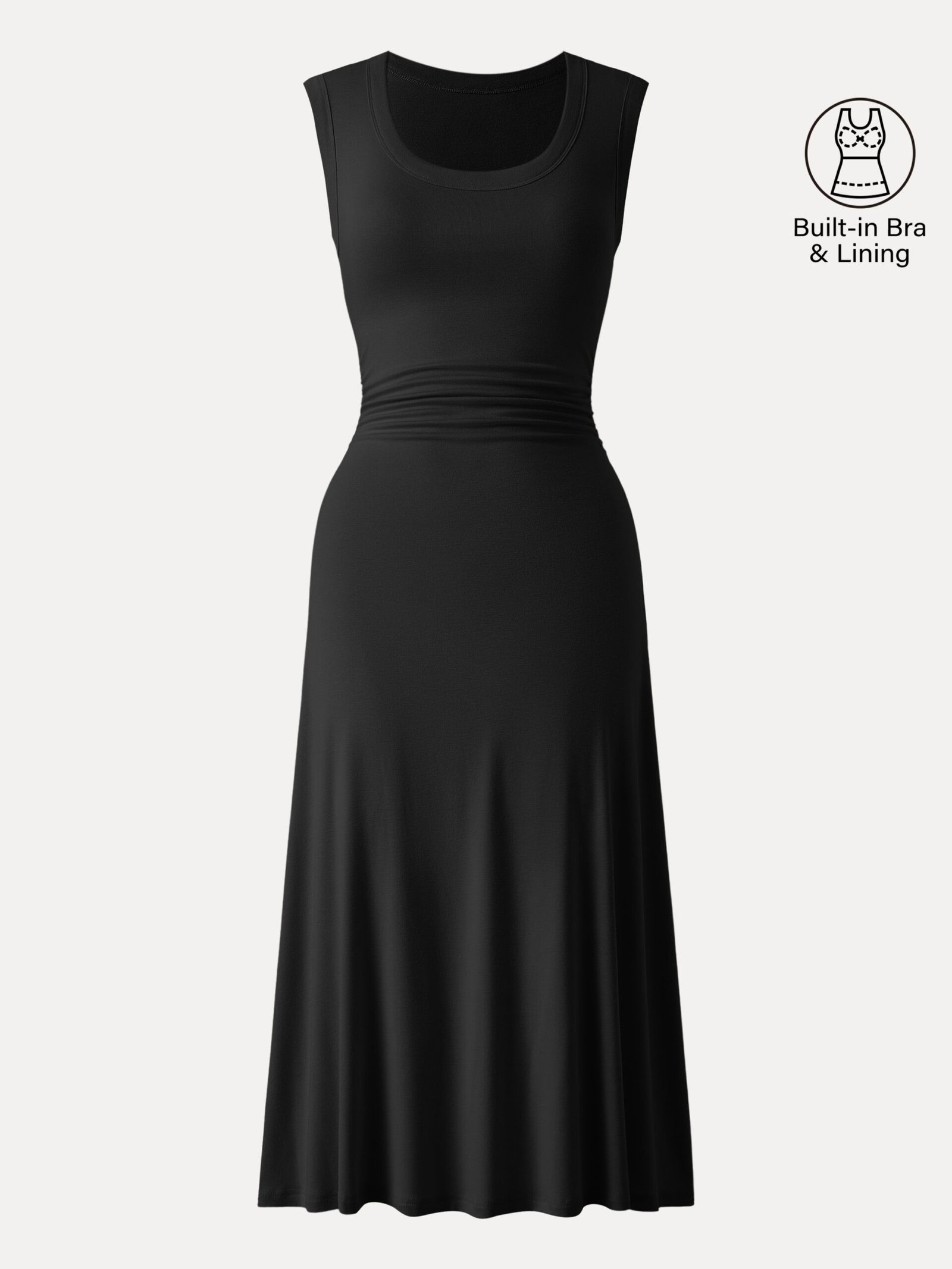 Scoop Neck Side Ruched New Airy Brami Midi Dress - Image 16