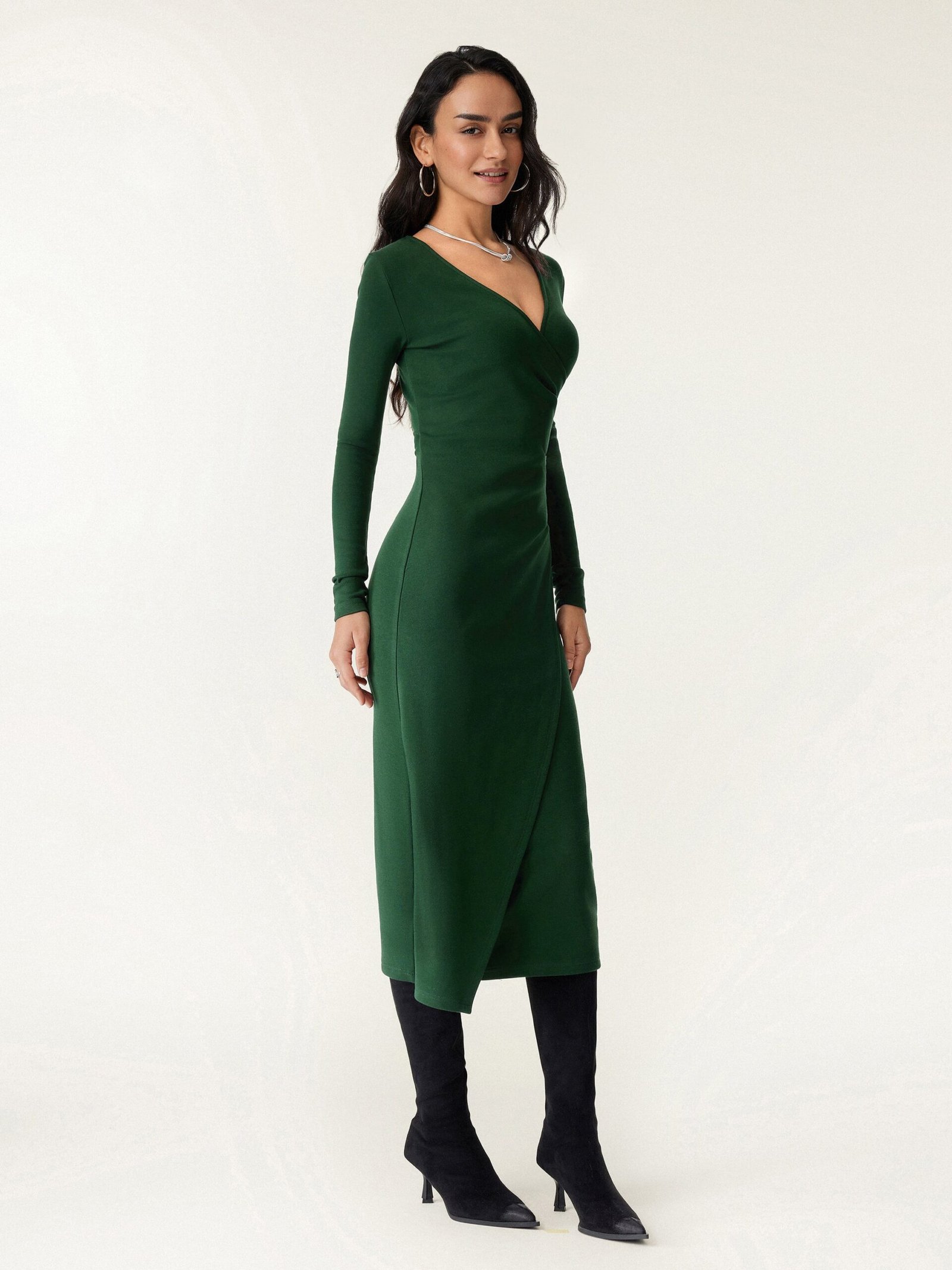 Surplice Wrap Long Sleeve Dress - Image 7