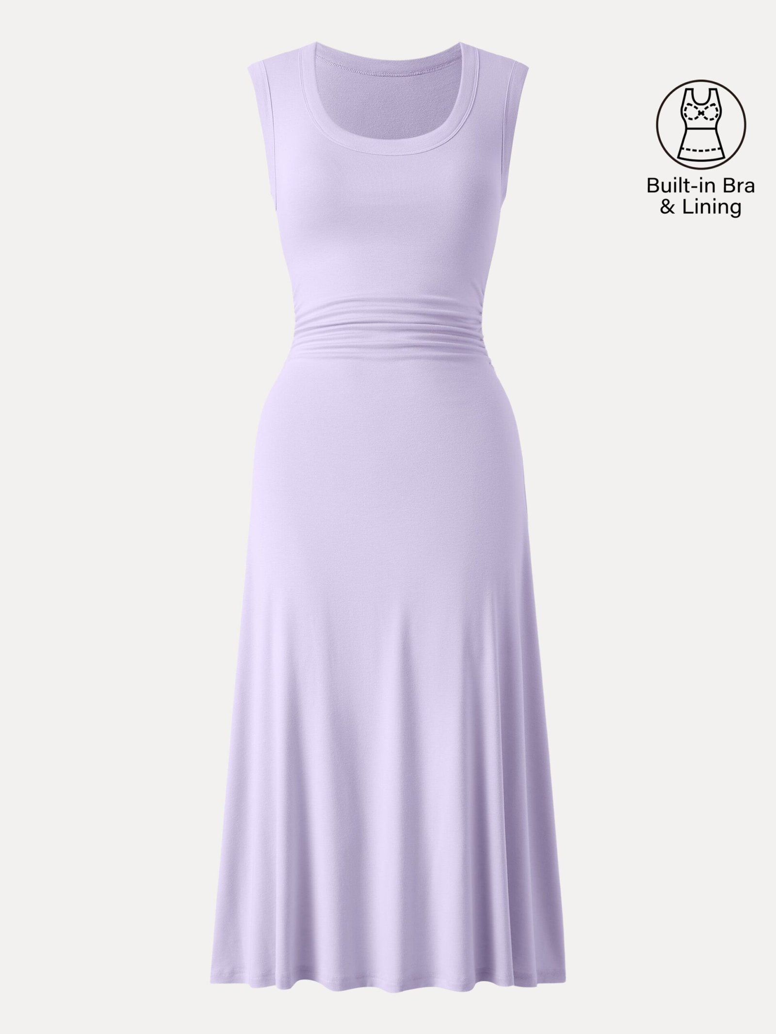 Scoop Neck Side Ruched New Airy Brami Midi Dress - Image 14