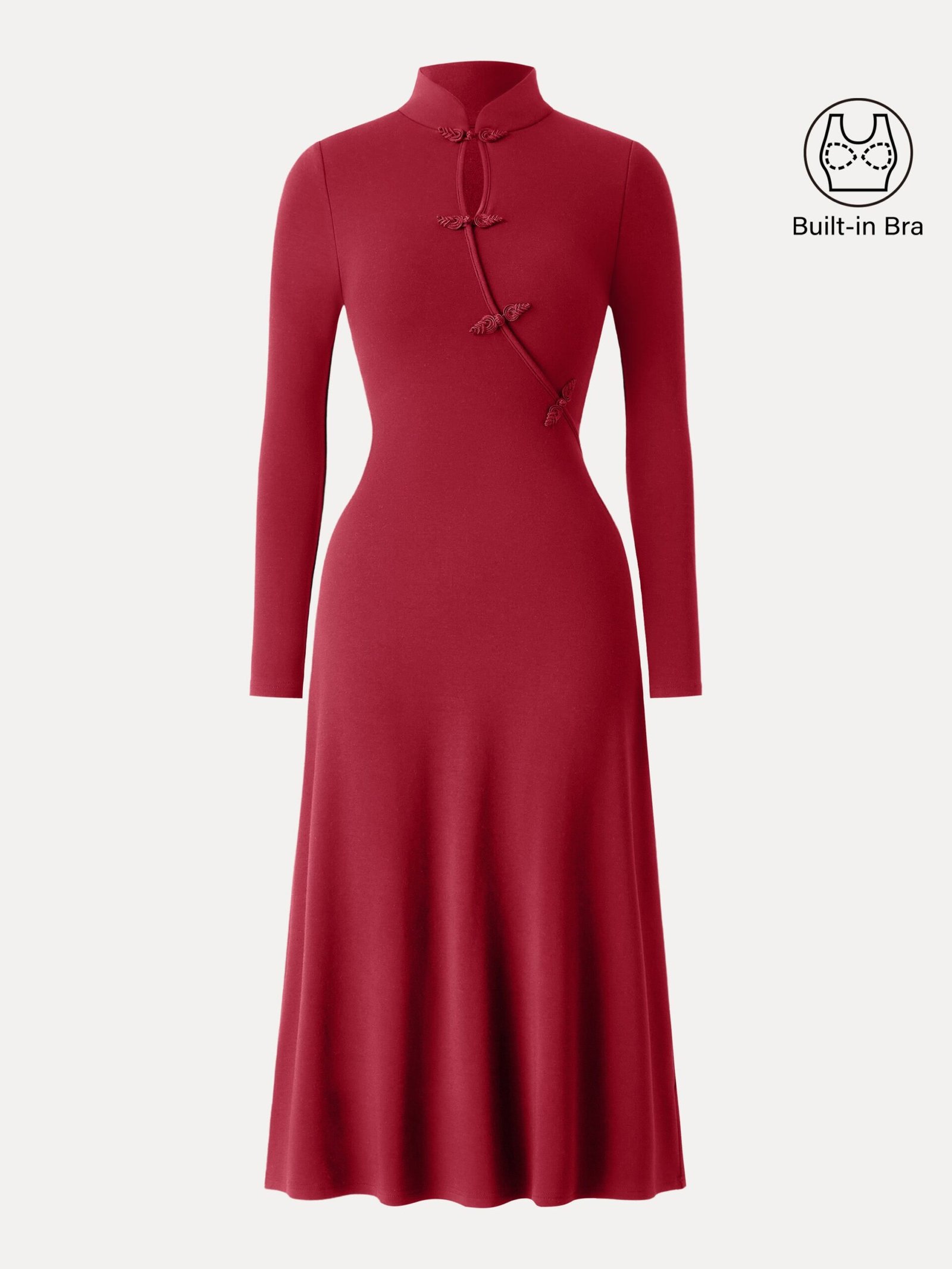 Standout Mandarin Collar Frog Button Midi Brami Dress Limited Edition - Image 13