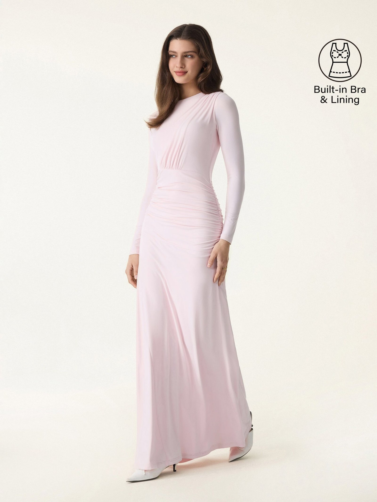 SkinKiss Boatneck Angled Ruched Maxi Brami Dress - Image 4