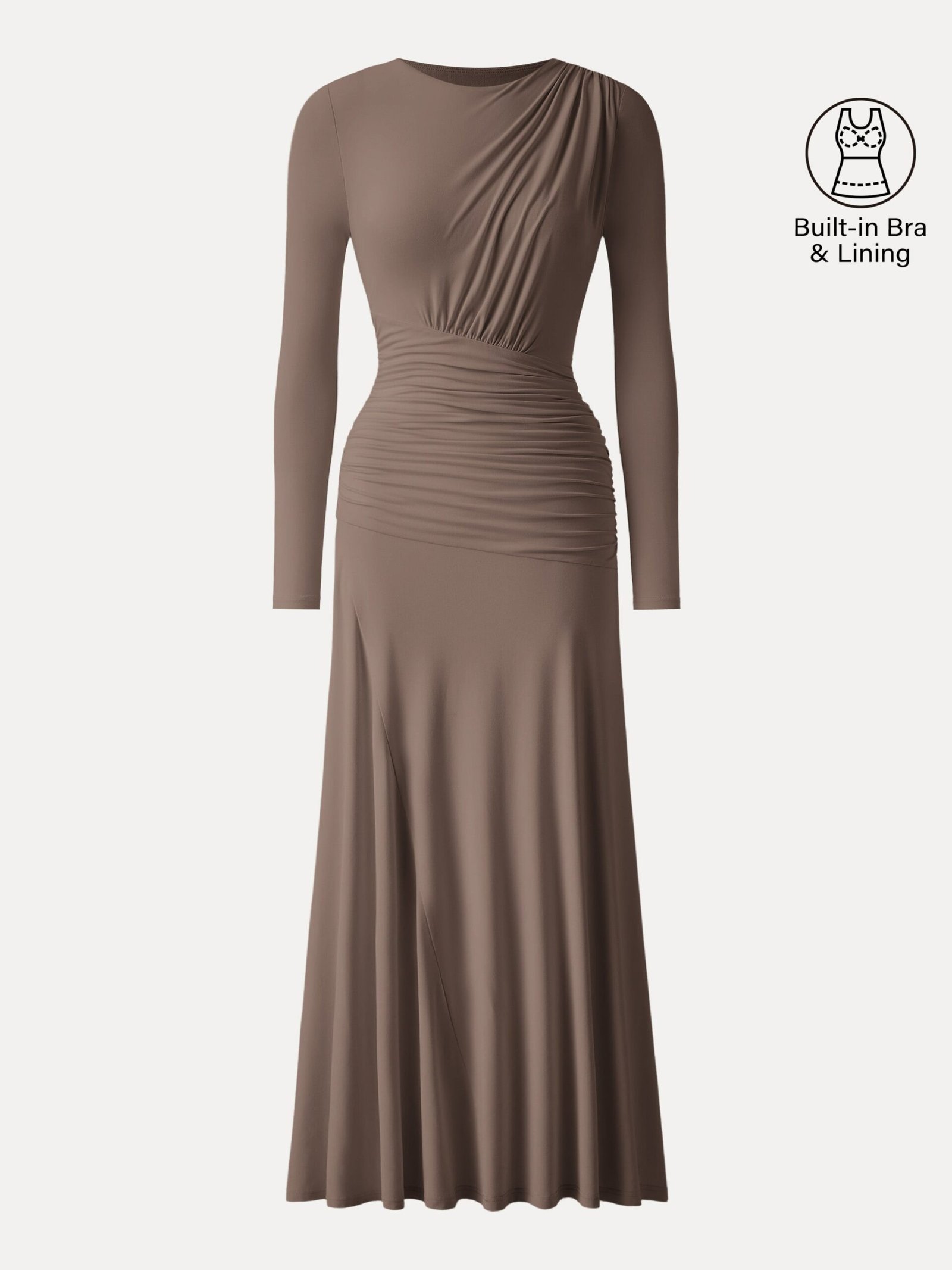 SkinKiss Boatneck Angled Ruched Maxi Brami Dress - Image 14
