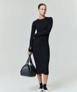 Womens Rib Long Sleeve Dress