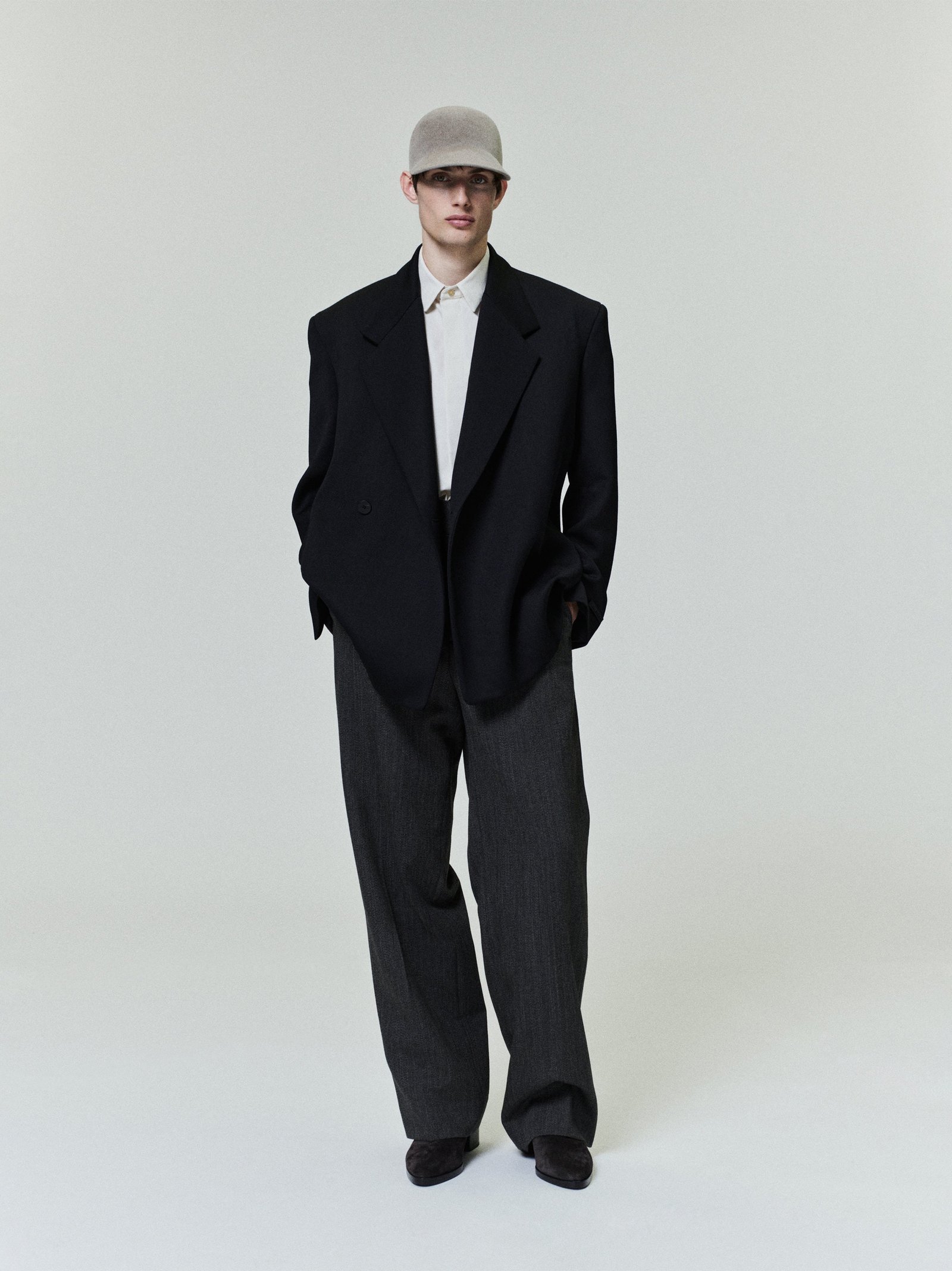 Satin Wool Double Breasted Blazer