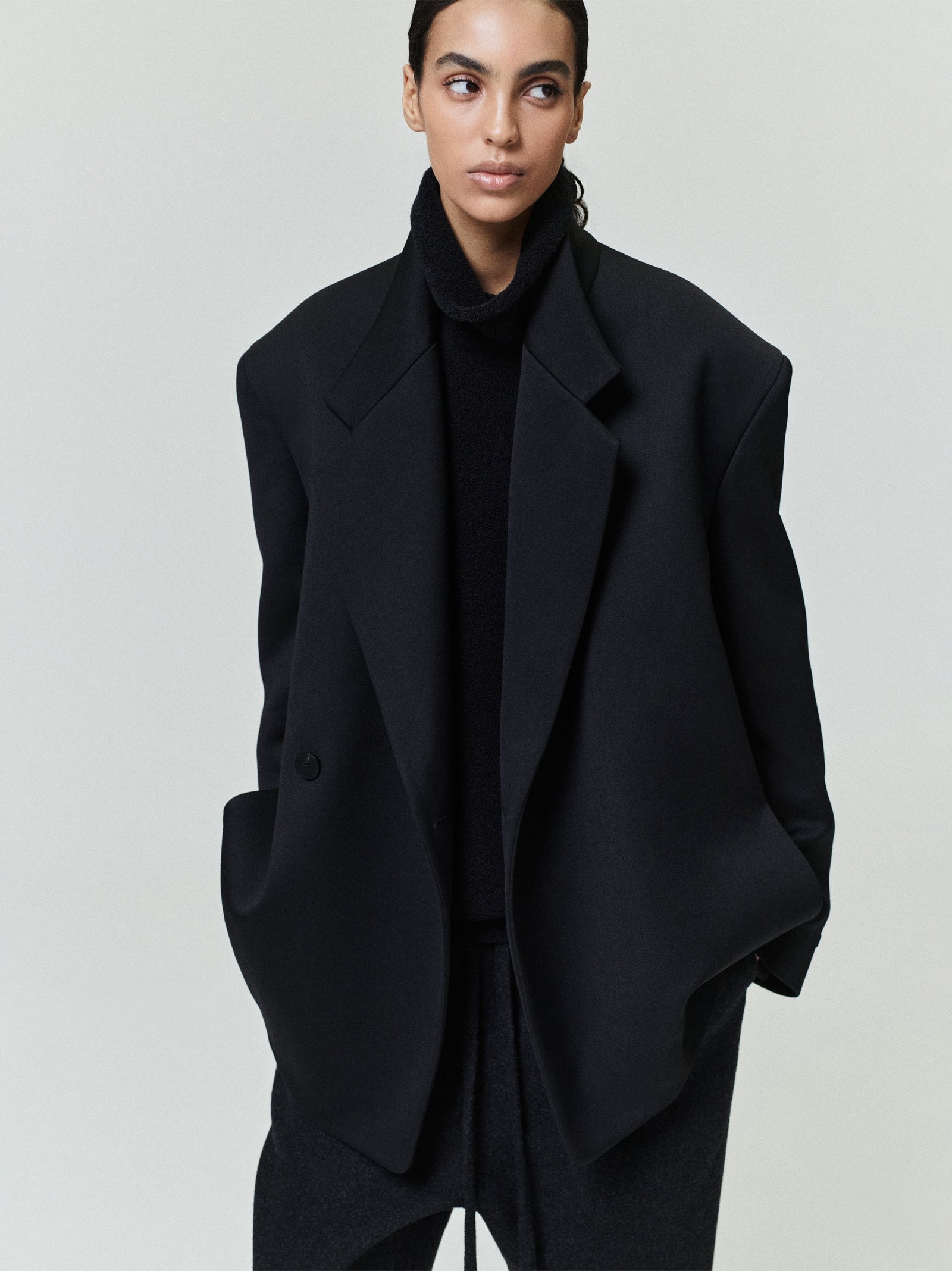 Satin Wool Double Breasted Blazer - Image 3