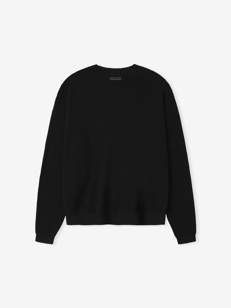 Waffle Crewneck 90s Sweater - Image 2