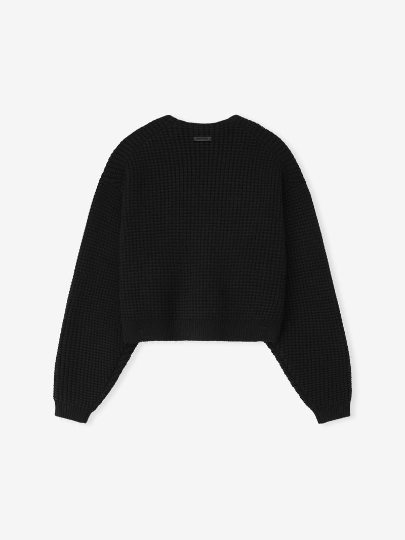 Womens Heavy Waffle 90s Crewneck Sweater - Image 2