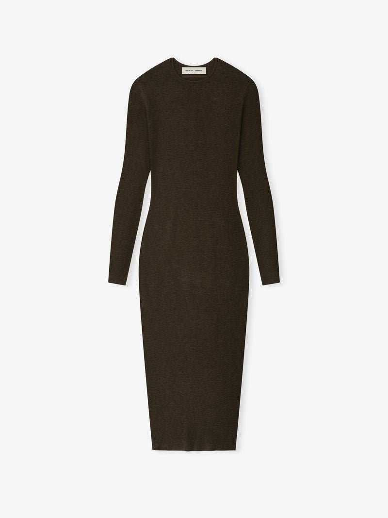 Womens Rib Long Sleeve Dress